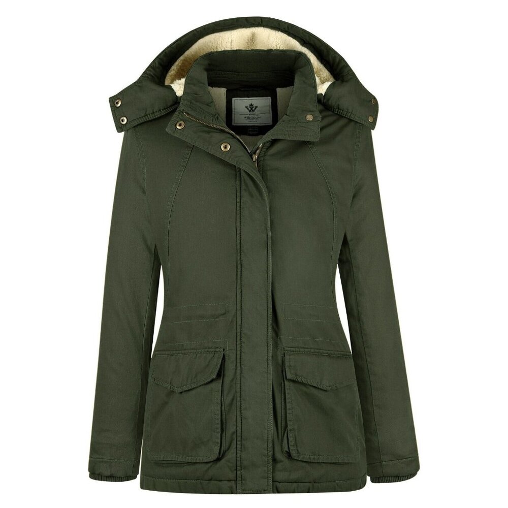 NWT WenVen Women's Winter Coat Windproof Puffer Jacket Warm Parka Coat Green, XL
